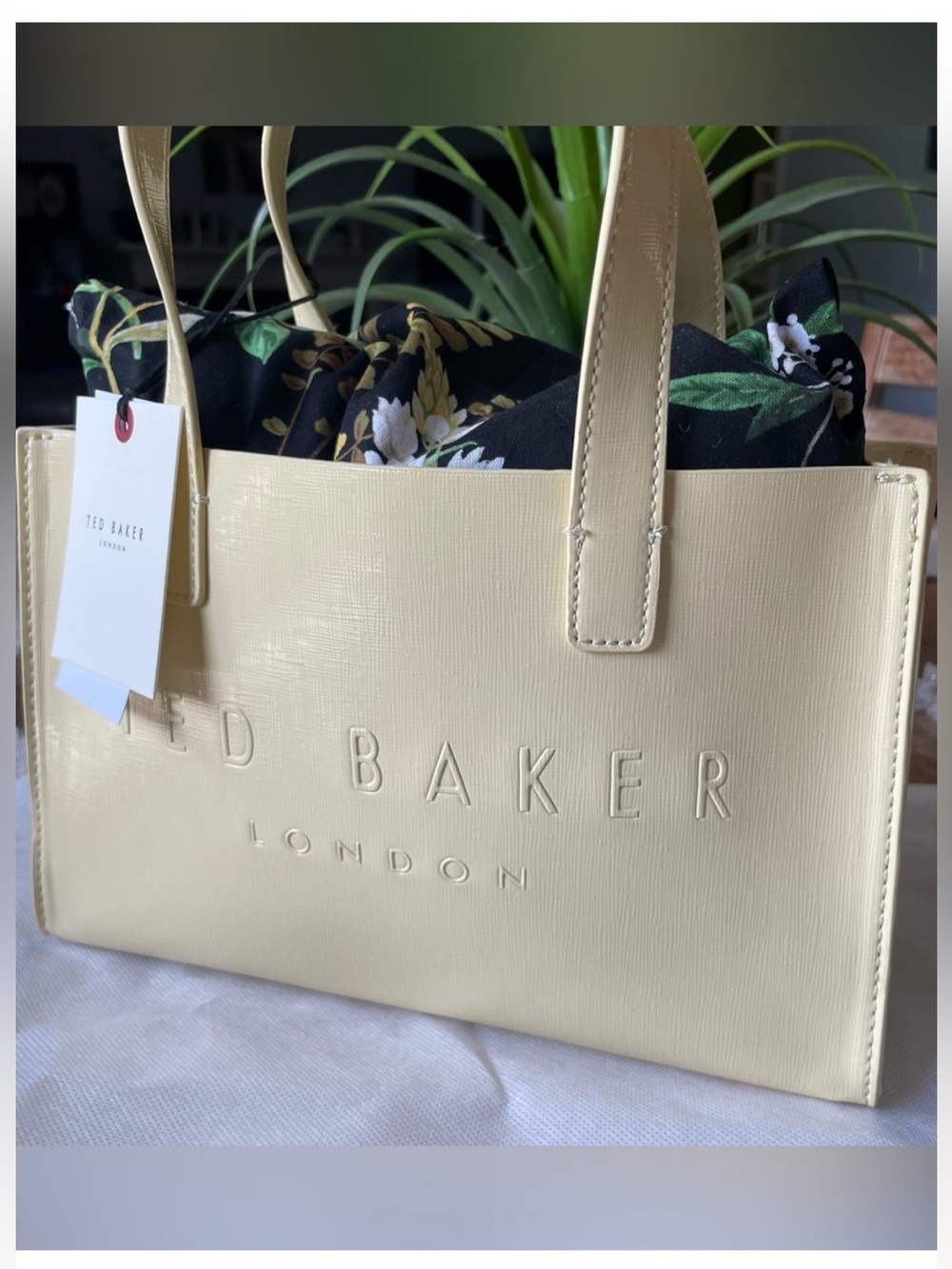 Ted Baker Pale Yellow Structured Top-Handle Tote